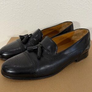 Mezlan Havana captoe tassel loafers in black leather 10